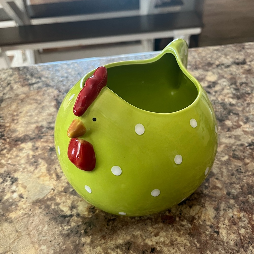 Green Polka Dot Chicken Pitcher